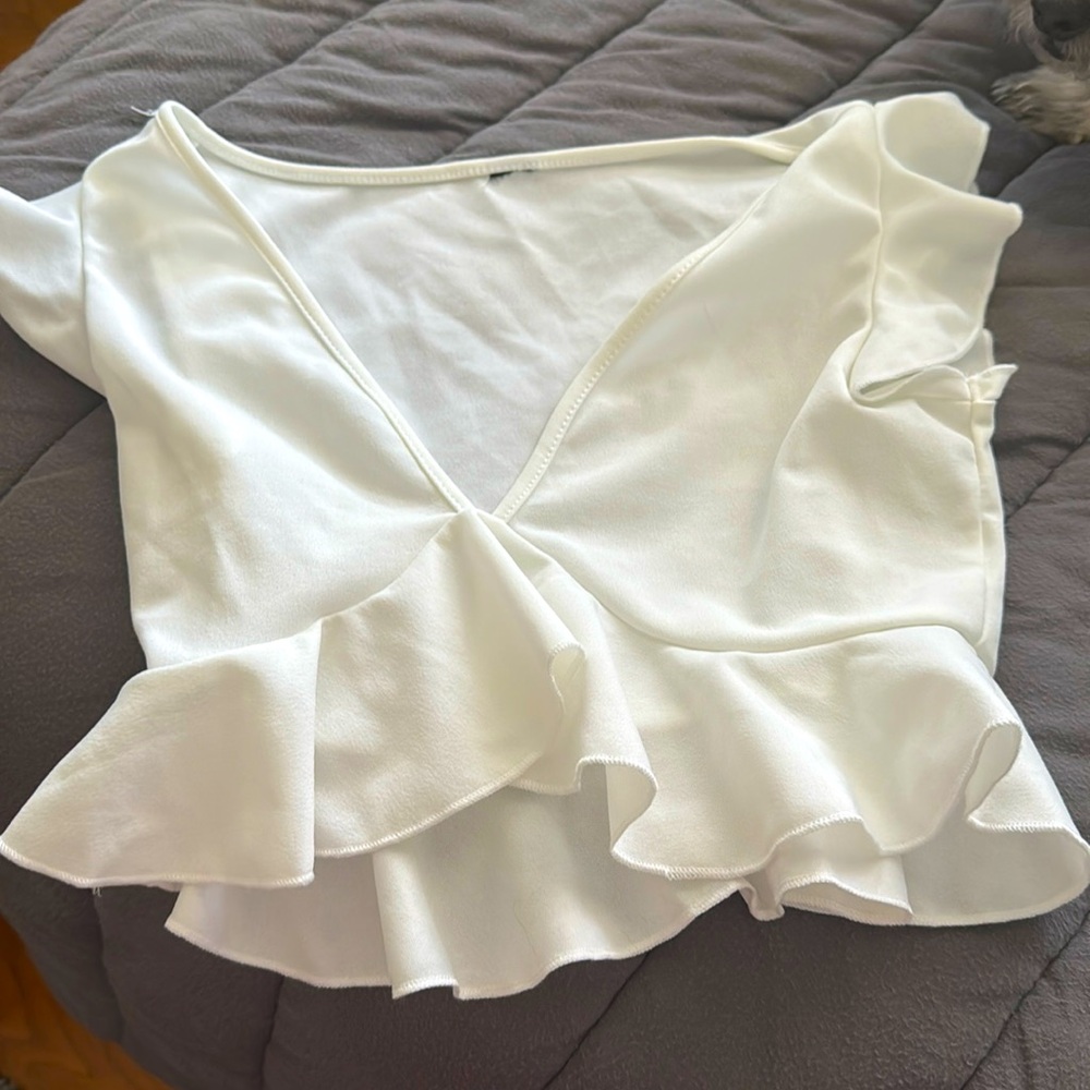 White V neck crop top